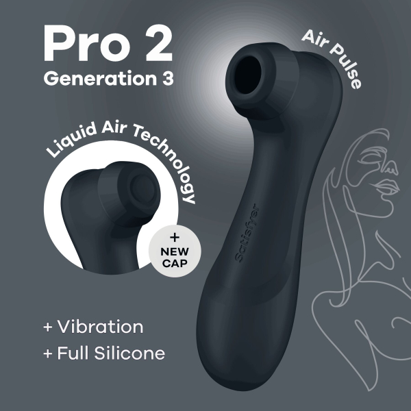 Вакуумний кліторальний стимулятор Satisfyer Pro 2 Generation 3 with Liquid Air Dark Grey - фото