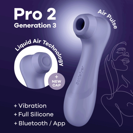 Вакуумний кліторальний стимулятор Satisfyer Pro 2 Generation 3 with Liquid Air Connect App Lilac - фото