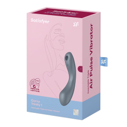 Вакуумний стимулятор з вібрацією Satisfyer Curvy Trinity 1 Bluegrey, іграшка 3в1 - - фото №5
