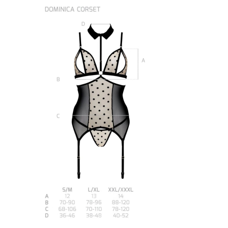 Корсет з відкритими грудьми Passion DOMINICA CORSET S/M beige, пажі для панчіх, стрінги №5