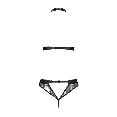 Білизна з відкритим доступом Passion MOONLIGHT SET L/XL black топ, стрінги - фото №4