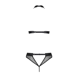 Білизна з відкритим доступом Passion MOONLIGHT SET XXL/XXXL black, топ, стрінги - - фото №4