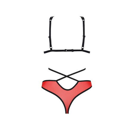 Комплект білизни Passion PEONIA SET S/M red, бра, трусики - фото №4