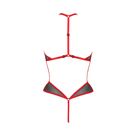 Сітчасте боді з мереживом на грудях Passion SATARA BODY XXL/XXXL red - фото №4