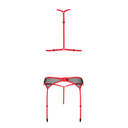 Комплект білизни Passion SATARA SET XXL/XXXL red, топ, пояс для панчіх, стрінги - фото №4