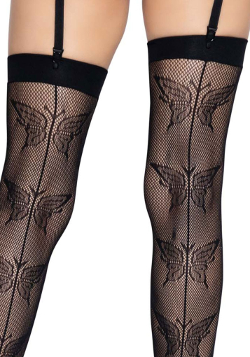 Панчохи-сітка зі швом ззаду Leg Avenue Butterfly back seam this highs One size Black - фото №4
