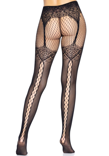 Колготки Leg Avenue Fishnet tights with back seam One size Black, задній шов, мереживо, сітка - фото №2