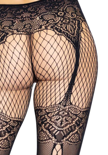 Колготки Leg Avenue Fishnet tights with back seam One size Black, задній шов, мереживо, сітка - фото №4