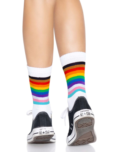 Шкарпетки жіночі в смужку Leg Avenue Pride crew socks Rainbow, 37–43 розмір - фото №4