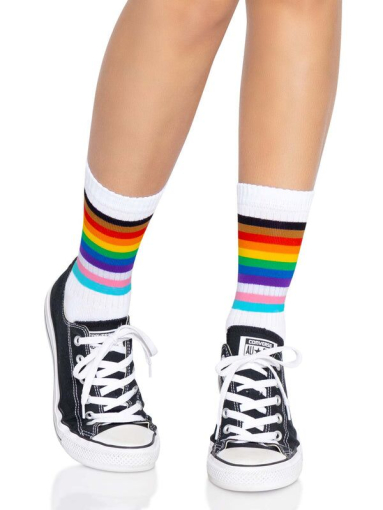 Шкарпетки жіночі в смужку Leg Avenue Pride crew socks Rainbow, 37–43 розмір - фото №3