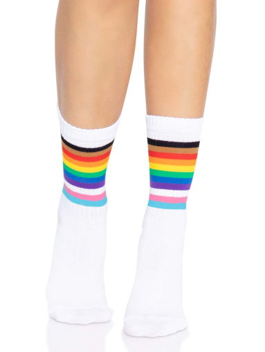 Шкарпетки жіночі в смужку Leg Avenue Pride crew socks Rainbow, 37–43 розмір - фото