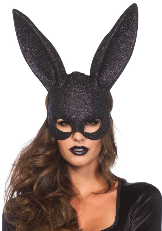 Блискуча маска кролика Leg Avenue Glitter masquerade rabbit mask Black 