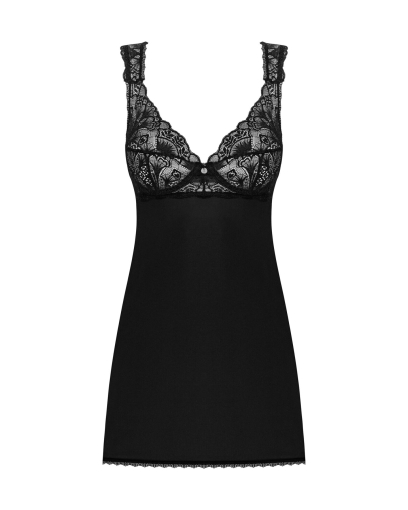 Сорочка бебі-дол з мереживом на грудях Obsessive Donna Dream babydoll XS/S Black, стрінги №3