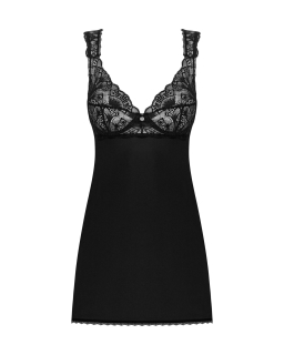 Сорочка бебі-дол з мереживом на грудях Obsessive Donna Dream babydoll XL/2XL Black, стрінги - - фото №3