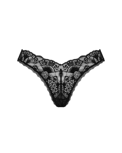 Мереживні стрінги Obsessive Donna Dream thong XL/2XL Black, низька посадка - фото №3