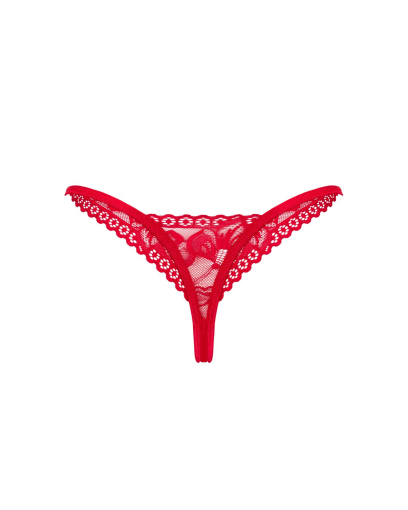 Мереживні стрінги Obsessive Lacelove thong M/L Red, низька посадка - фото №4