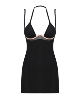 Сорочка Obsessive Selinne chemise & thong M/L Black, стрінги, подвійні бретелі - - фото №3