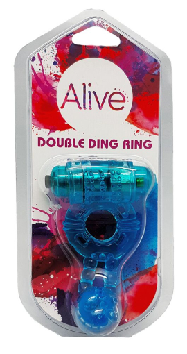 Ерекційне віброкільце Alive: Double Ding Ring Blue, два мотори - фото №2