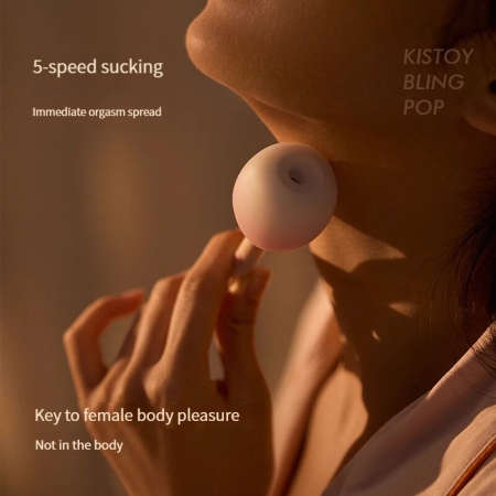 Вакуумний стимулятор з вібрацією «цукерка на паличці» KISTOY Bling Pop, зарядний кейс-нічник - фото №6