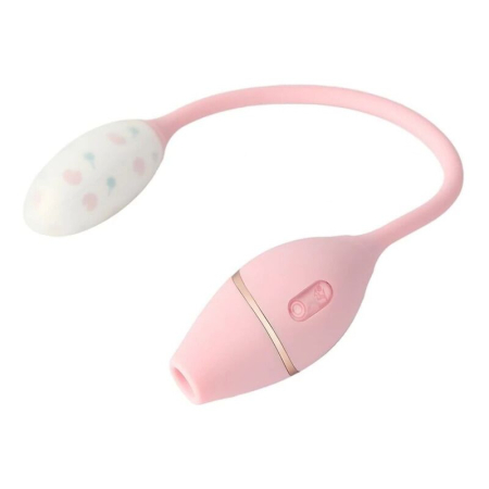 Віброяйце з вакуумним стимулятором KISTOY Cathy Mini на гнучкому зчепленні, підігрів - фото №2