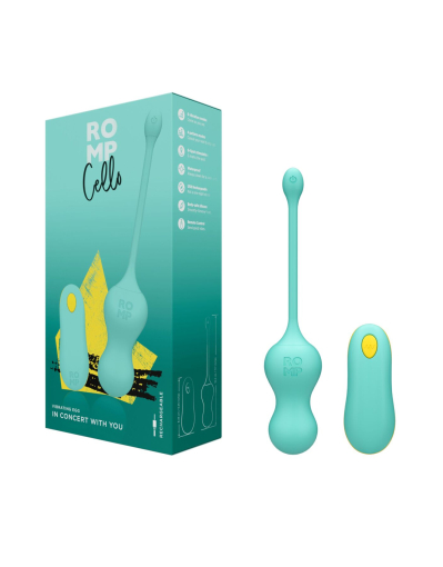 Віброяйце для точки G з пультом керування Romp Cello Light Teal, водонепроникне - фото №8