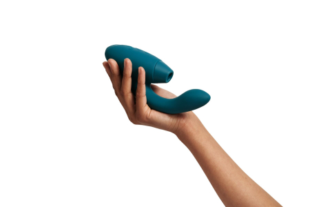 Подвійний вакуумний кліторальний стимулятор Womanizer Duo 2 - Petrol, незалежні мотори - фото №6