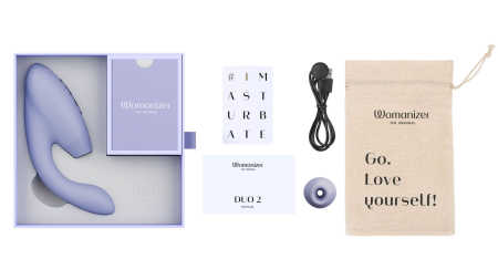 Подвійний вакуумний кліторальний стимулятор Womanizer Duo 2 - Lilac, незалежні мотори - фото №7