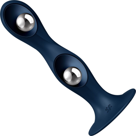 Дилдо Satisfyer Double Ball-R Dark Blue, унісекс, рухомі кульки всередині, на присосці - фото №3