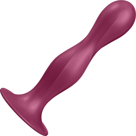 Дилдо Satisfyer Double Ball-R Red, унісекс, рухомі кульки всередині, на присосці - фото