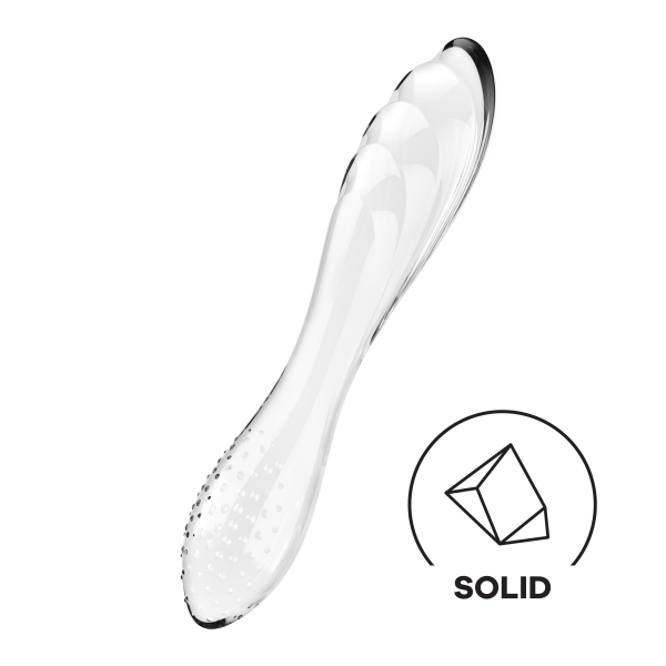 Двосторонній скляний дилдо Satisfyer Dazzling Crystal 1 Transparent, дуже міцний, без стопера - фото