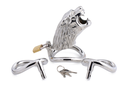 Клітка для пеніса Master Series: Tiger King Cock Cage With Lock, три кільця, замок, три ключі №2