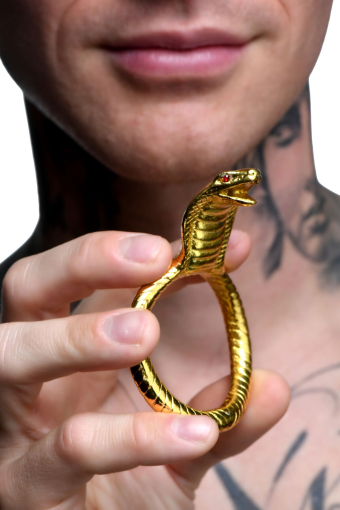 Ерекційне кільце з головою кобри Master Series: Cobra King Golden Cock Ring - фото №4