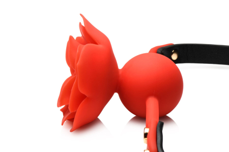 Силіконовий кляп з трояндою Master Series: Blossom Silicone Rose Gag – Red - фото №4