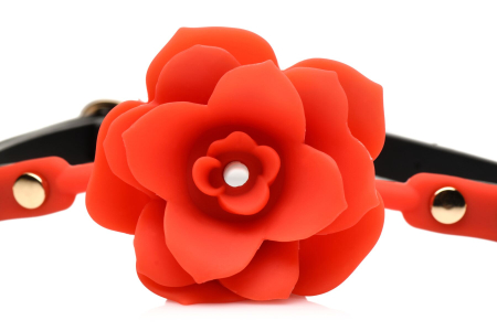 Силіконовий кляп з трояндою Master Series: Blossom Silicone Rose Gag – Red - фото №3
