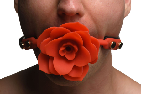 Силіконовий кляп з трояндою Master Series: Blossom Silicone Rose Gag – Red - фото №9
