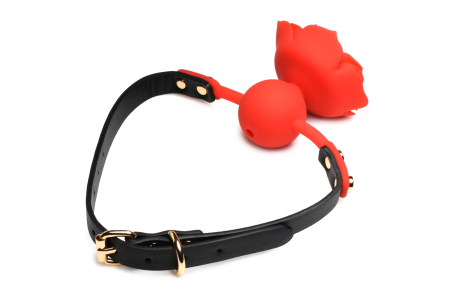 Силіконовий кляп з трояндою Master Series: Blossom Silicone Rose Gag – Red - фото №6