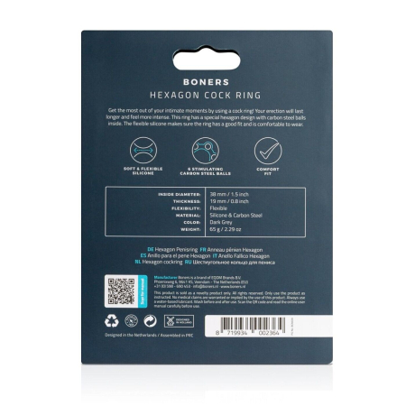 Ерекційне кільце Boners Hexagon Cock Ring - фото №4
