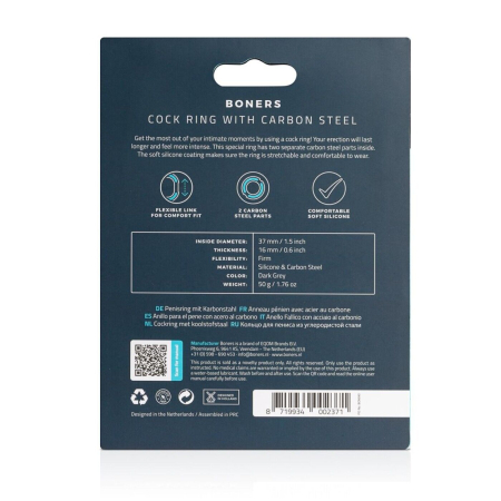 Ерекційне кільце Boners Cock Ring With Carbon Steel - фото №4