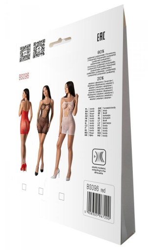 Ажурна мінісукня на тонких бретелях Passion BS096 One Size, red, плетіння на грудях №7