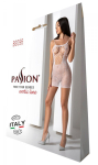 Ажурна мінісукня на тонких бретелях Passion BS096 One Size, white, плетіння на грудях №6