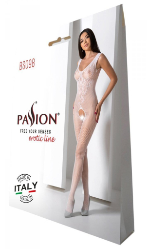 Бодістокінг з крилами Passion BS098 One Size, white, середня сітка, відкритий доступ №6