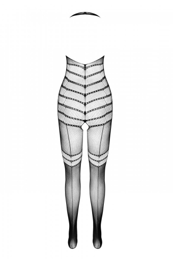 Бодістокінг з плетінням на животику Passion BS100 One Size, white, декоративний шов, з доступом №4