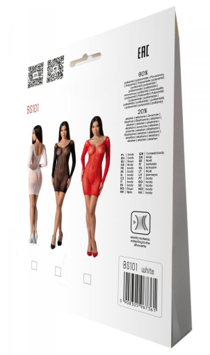 Напівпрозора мінісукня Passion BS101 One Size, white, рукава-мітенки №7