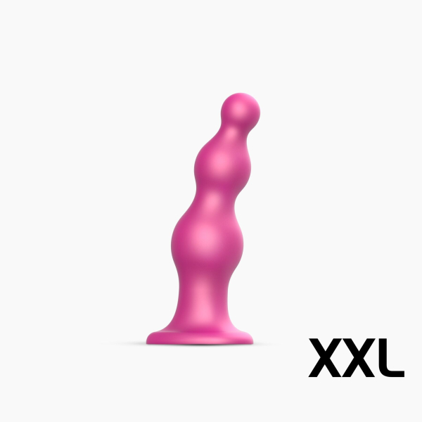 Насадка для страпона Strap-On-Me Dildo Plug Beads Framboise Metallic XXL - фото