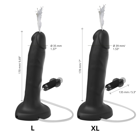 Фалоімітатор, що кінчає Strap-On-Me Squirting Cum Dildo Realistic Black, діам. 3,5 см, силікон - фото №3