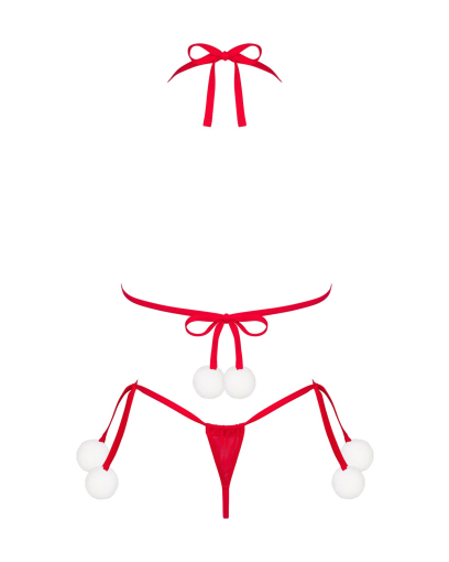 Комплект білизни з помпонами Obsessive Bobble Girl, червоний №4