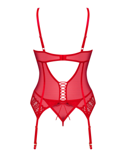 Комплект корсет та стрінги Obsessive Ingridia corset & thong XL/2XL, червоний - - фото №4