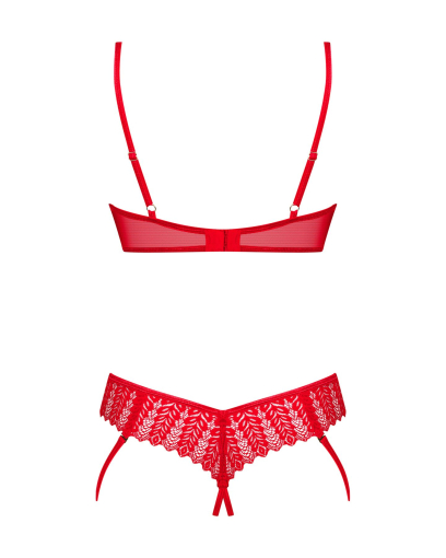 Комплект Obsessive Ingridia 2-pcs crotchless set XL/2XL, червоний, з доступом, відкриті груди №4