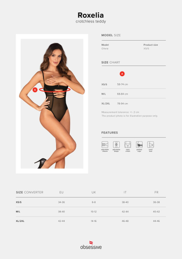 Боді Obsessive Roxelia crotchless teddy XS/S - фото №5
