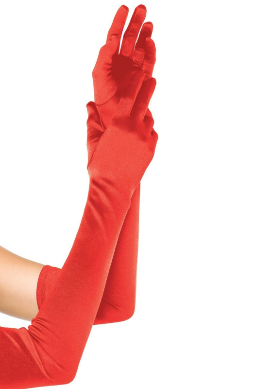 Довгі атласні рукавички Leg Avenue Extra Long Satin Gloves, One Size, червоні - фото